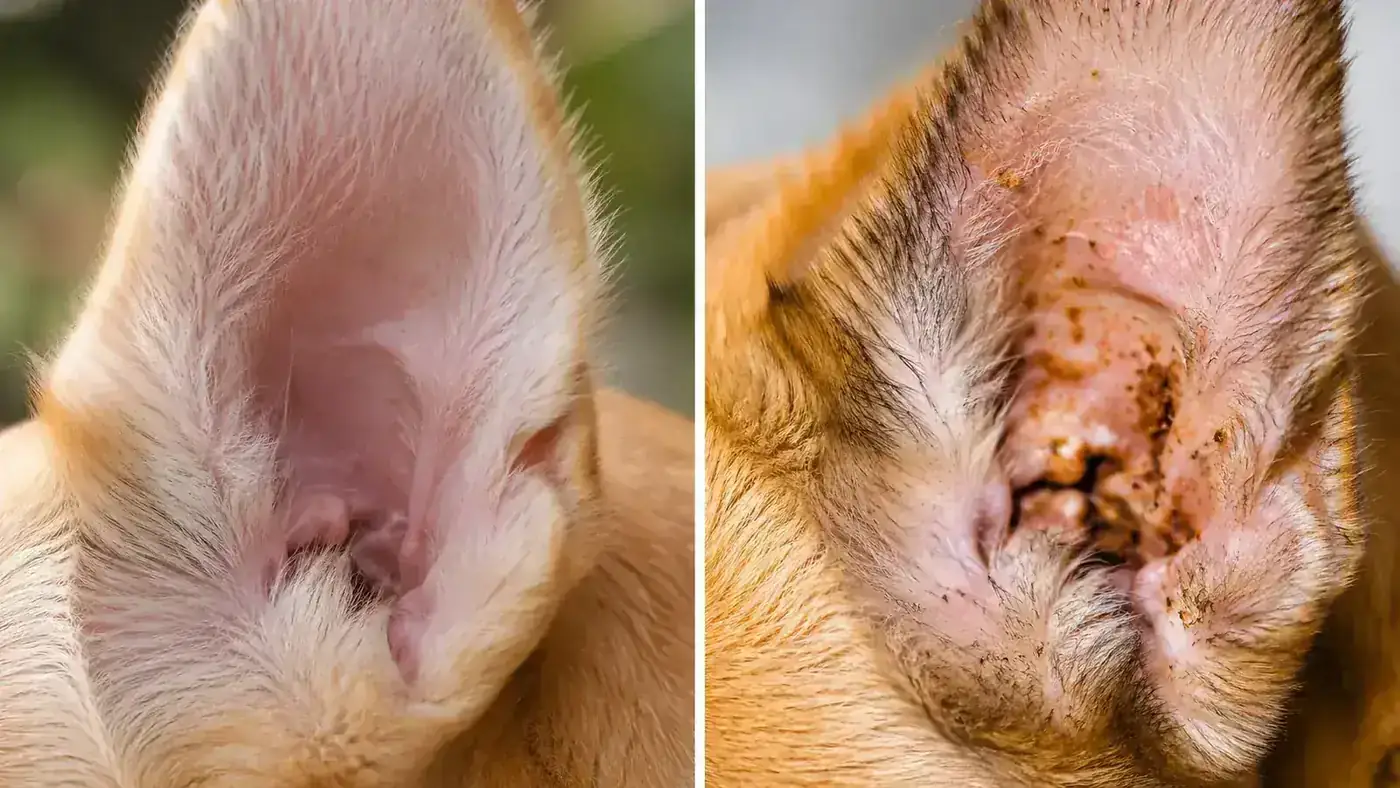 Dog shaking its head vigorously outdoors on a sunny lawn